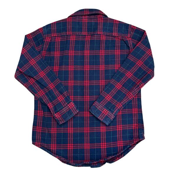 HOPE & HENRY Boys Flannel Button Down Navy Red Medium - Picture 4 of 4